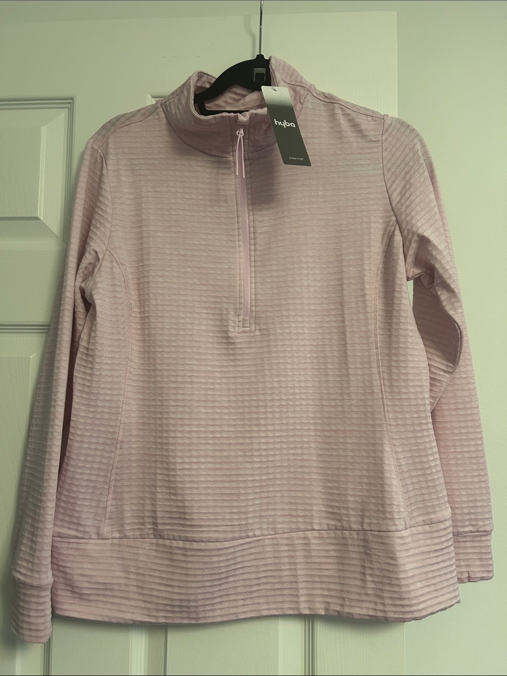 Hyba Women's Light Pink Quarter-Zip Long Sleeve Top